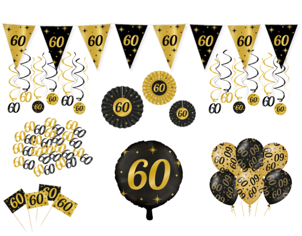 Tuf-Tuf Elegantes Party-Deko-Set zum 60. Geburtstag | 80-teilig