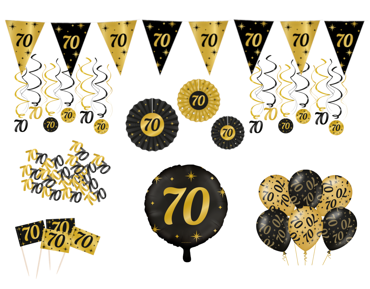 Tuf-Tuf Elegantes Party-Dekorationsset zum 70. Geburtstag | 80-teilig