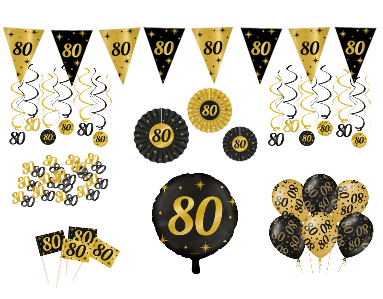 Tuf-Tuf Feestpakket 80 jaar versiering Classy | 80-delig