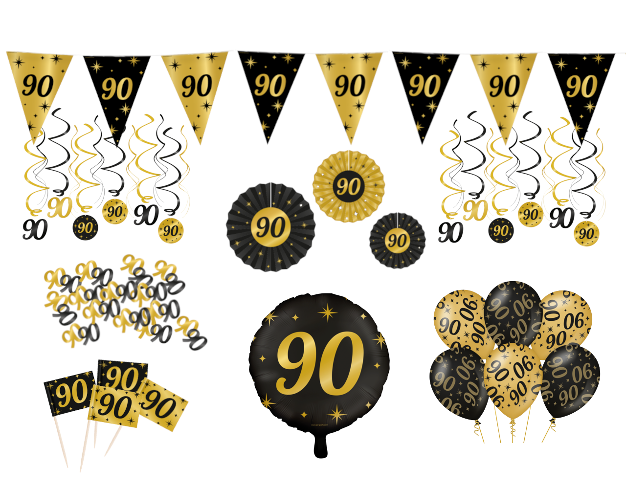 Tuf-Tuf Stilvolles Deko-Set zum 90. Geburtstag | 80-teilig