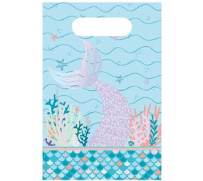 Amscan Zeemeerminstaart Uitdeelzakjes  23x16cm | 8 stuks Amscan Zeemeerminstaart Uitdeelzakjes  23x16cm | 8 stuks