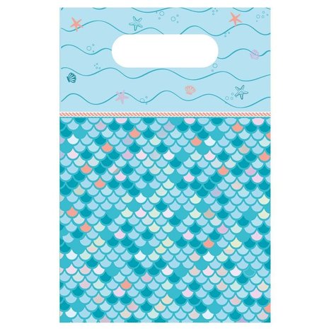 Amscan Zeemeerminstaart Uitdeelzakjes  23x16cm | 8 stuks Amscan Zeemeerminstaart Uitdeelzakjes  23x16cm | 8 stuks
