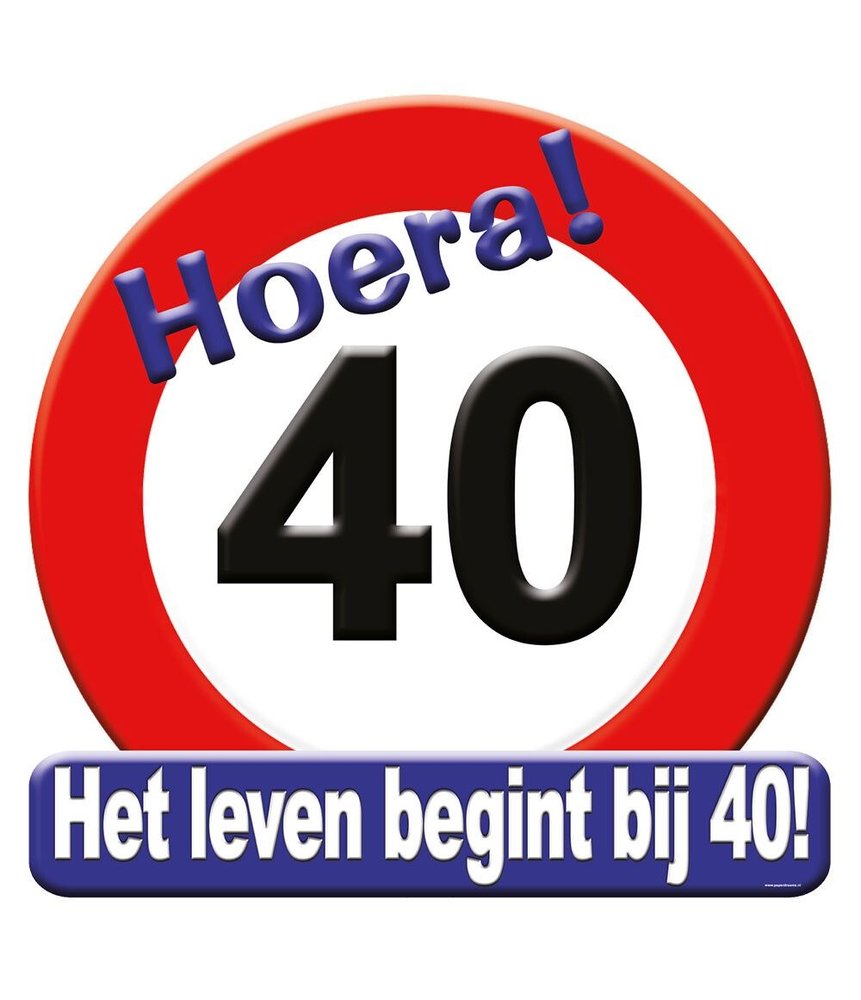 Paper Dreams Deurbord 40 jaar Verkeersbord 50cm | per stuk Paper Dreams Deurbord 40 jaar Verkeersbord 50cm | per stuk
