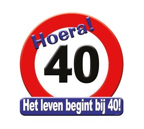 Paper Dreams Deurbord 40 jaar Verkeersbord 50cm | per stuk