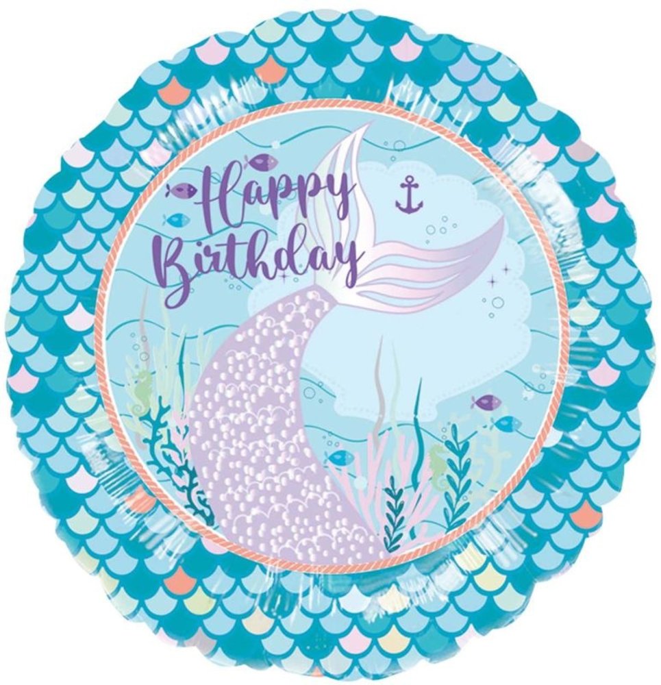 Anagram Mermaid Tail Happy Birthday Foil Balloon 43cm | per piece