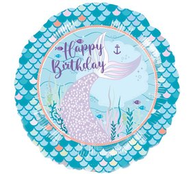 Anagram Meerjungfrauenschwanz-Folienballon „Alles Gute zum Geburtstag“, 43 cm | pro Stück
