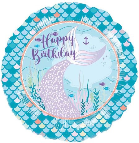 Anagram Ballon en aluminium Queue de Sirène « Joyeux Anniversaire » 43 cm | à l’unité