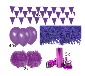 Tuf-Tuf Ensemble de décorations Purple Friday | 53 pièces