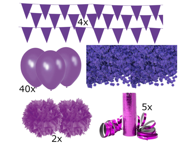 Tuf-Tuf Ensemble de décorations Purple Friday | 53 pièces