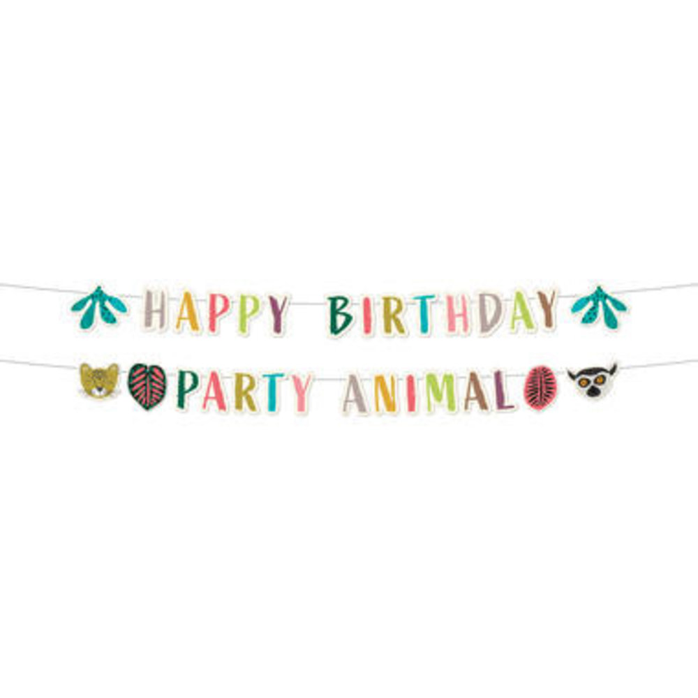Folat Guirlande de lettres « Joyeux anniversaire » sur le thème du zoo 14 x 150 cm | 2 pièces
