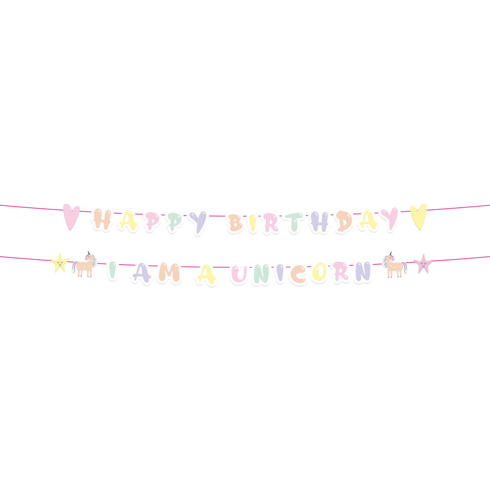 Folat Einhorn- und Regenbogen-Buchstabengirlande 14 x 150 cm | 2 Stück