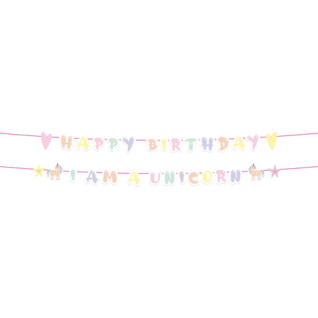 Folat Guirlande de lettres Licorne et Arc-en-ciel 14 x 150 cm | 2 pièces