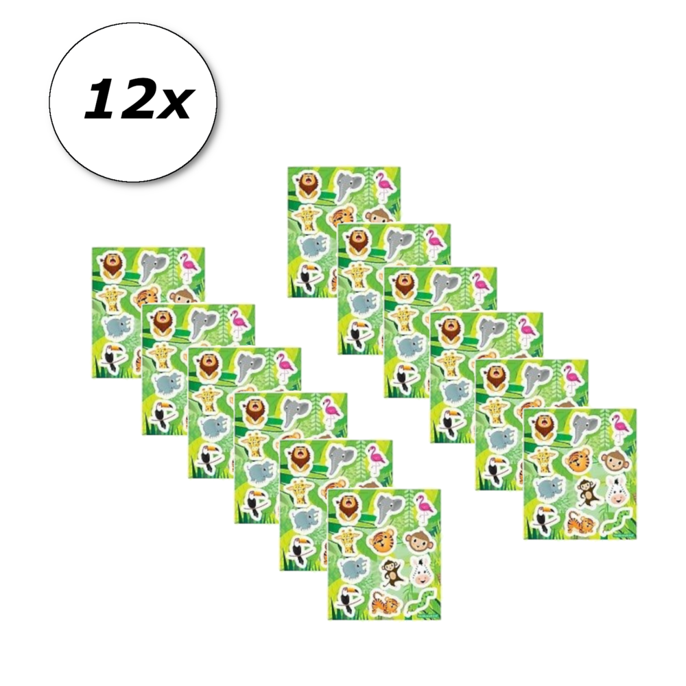 Henbrandt Jungle Animals Sticker Sheet 12x10cm | 12 sheets
