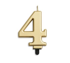 WeFiesta Kerze zum 4. Jahrestag, Goldmetallic | 8 cm