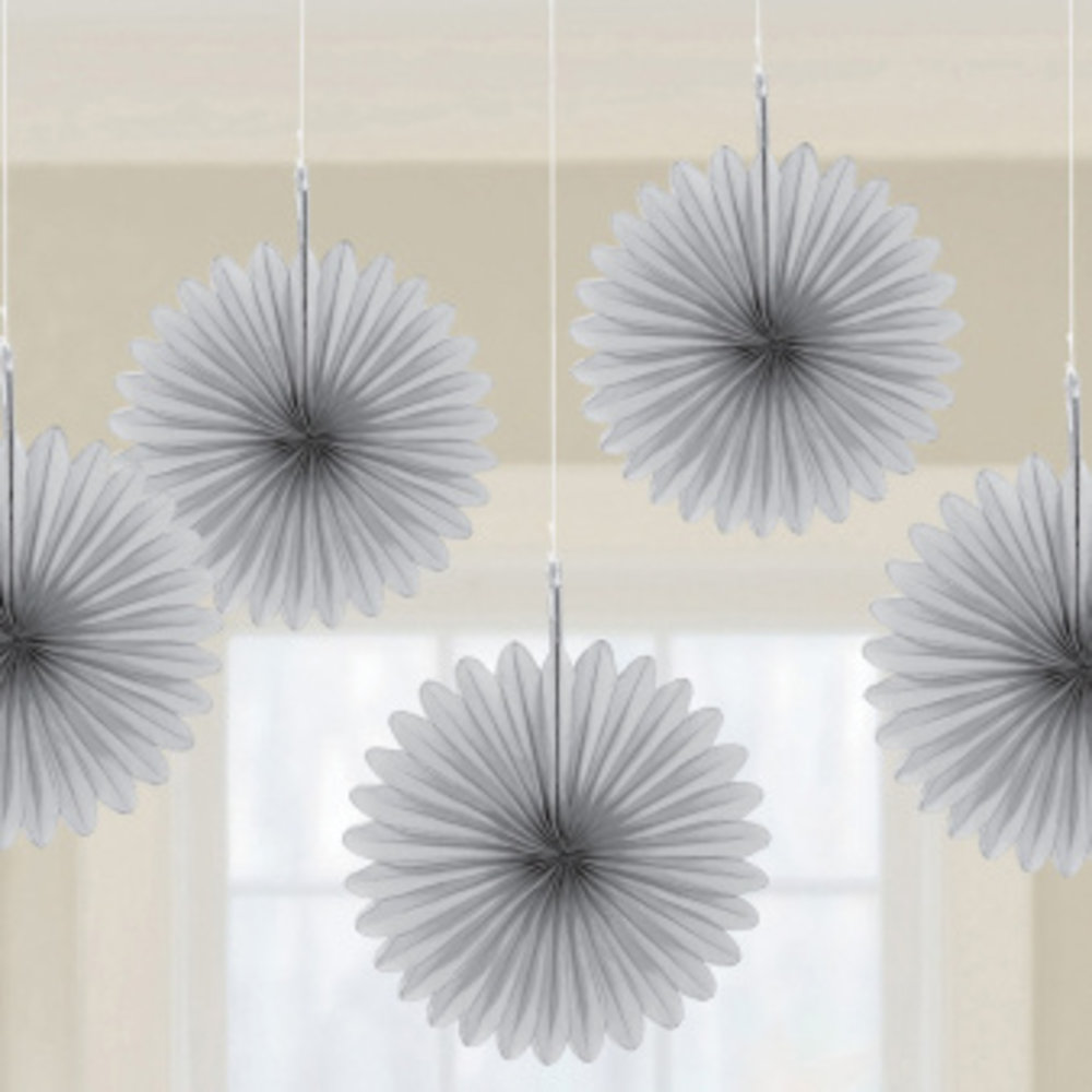 Amscan Mini fans silver 15cm | 5 pieces