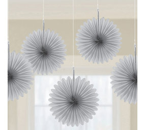 Amscan Mini waaiers zilver 15cm | 5 stuks Amscan Mini waaiers zilver 15cm | 5 stuks