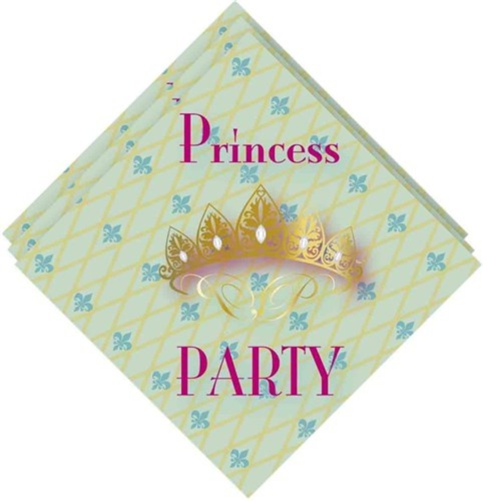Haza - Witbaard Serviettes de table Princesse pour fête de princesses 33 x 33 cm | 20 pièces