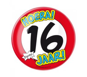 Paper Dreams Button XL 16 jaar Verkeersbord | per stuk