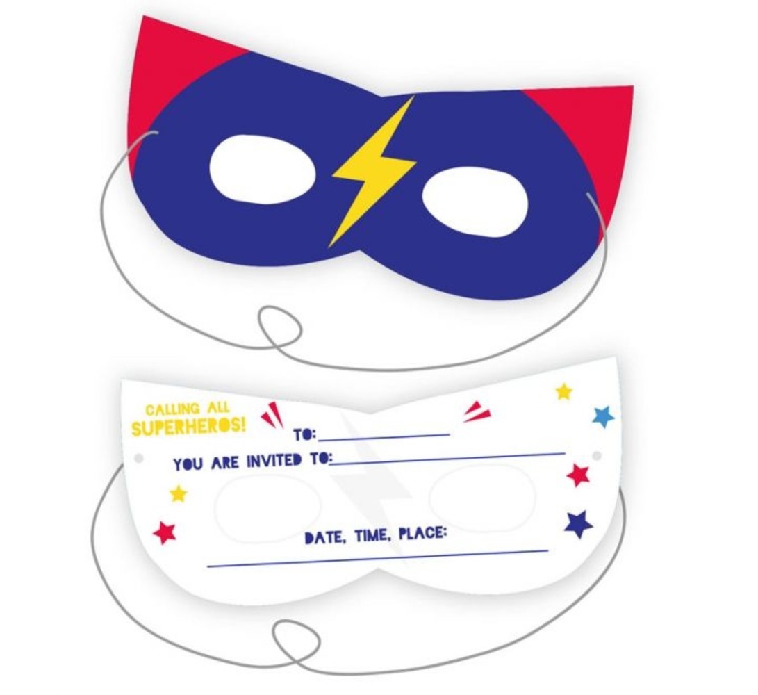 Amscan Invitations Masque de Super-héros | 8 pièces