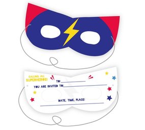 Amscan Superhero Mask Invitations | 8 pieces