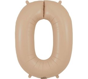 Oaktree Folienballon, matt, Zahl 0, hautfarben | 86 cm