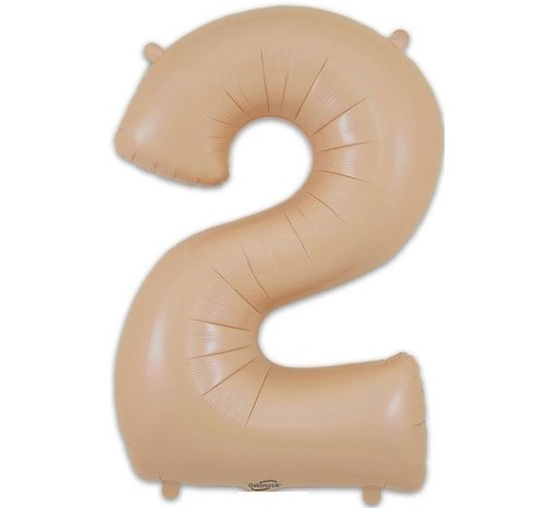 Oaktree Nude Folie Ballon Mat cijfer 2 | 86cm