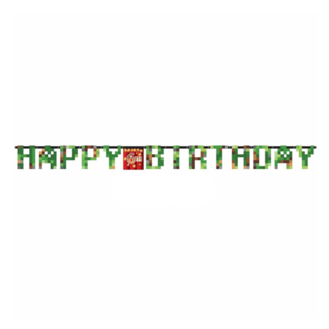 Amscan TNT Minecraft Party Letter Banner Happy Birthday with Age 320x25cm | per piece