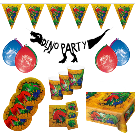Tuf-Tuf Ensemble de table et de décoration pour fête sur le thème des dinosaures | 59 pièces