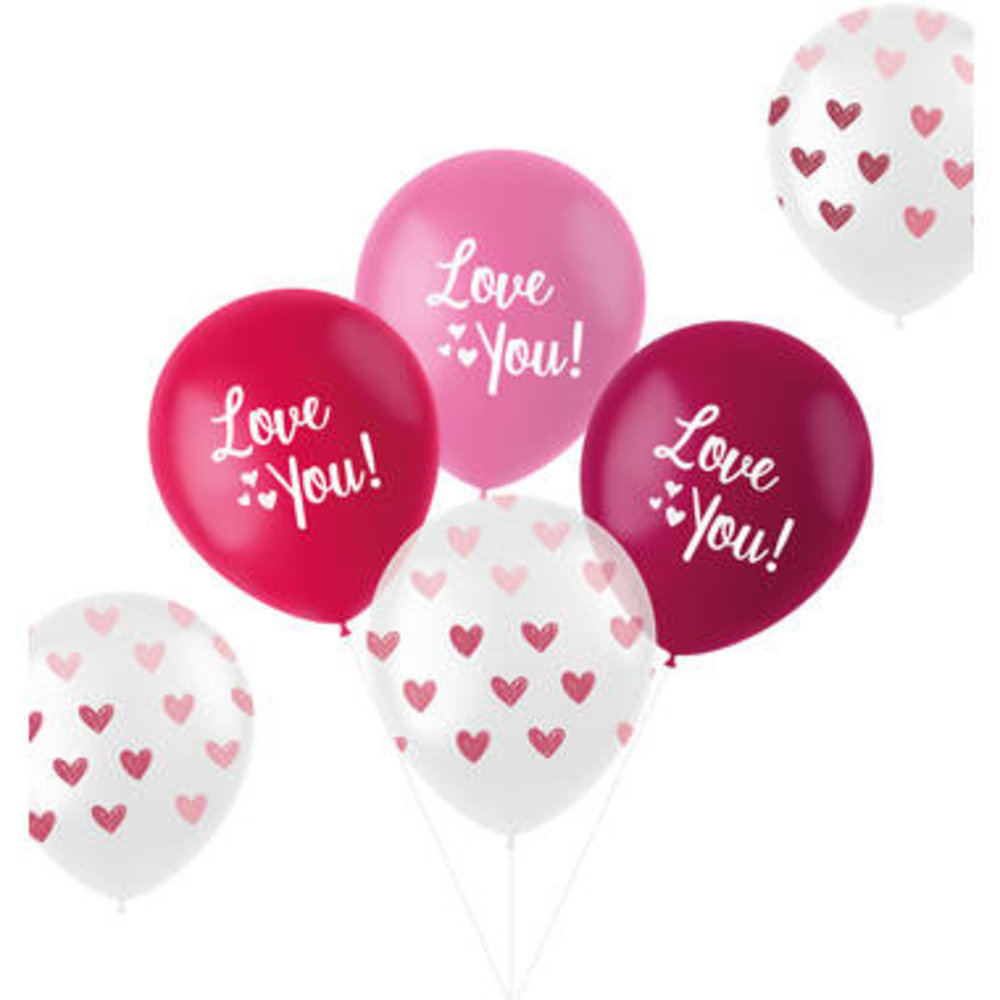 Folat „Ich liebe dich“ Rosa Ballonmix 33 cm | 6 Stück