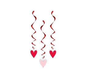 Unique Party Valentinstag-Wirbel, rot-rosa Herzen, 66 cm | 3 Stück