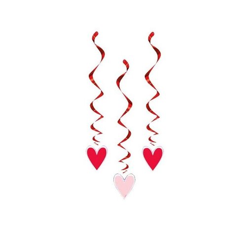 Unique Party Valentine Swirls Red-Pink Hearts 66cm | 3 pieces