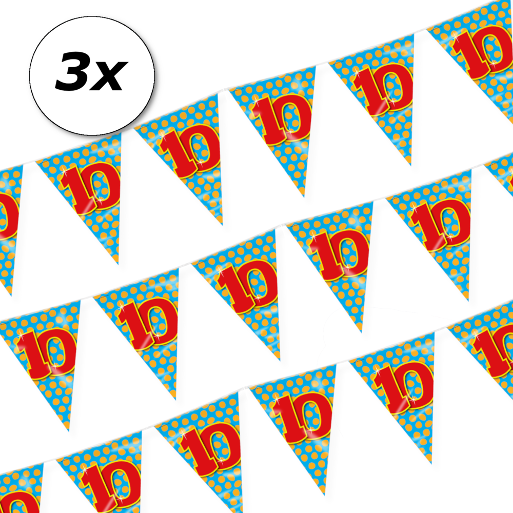 Paper Dreams Vlaggenlijn Slinger 10 jaar Party 10 mtr | per stuk Paper Dreams Vlaggenlijn Slinger 10 jaar Party 10 mtr | per stuk