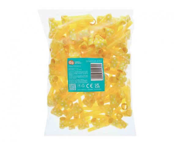 Yellow party horn with dots | 100 pieces