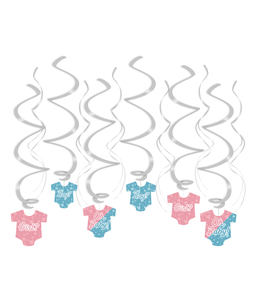 Paper Dreams Gender Reveal Party Swirls | 12 stuks Paper Dreams Gender Reveal Party Swirls | 12 stuks