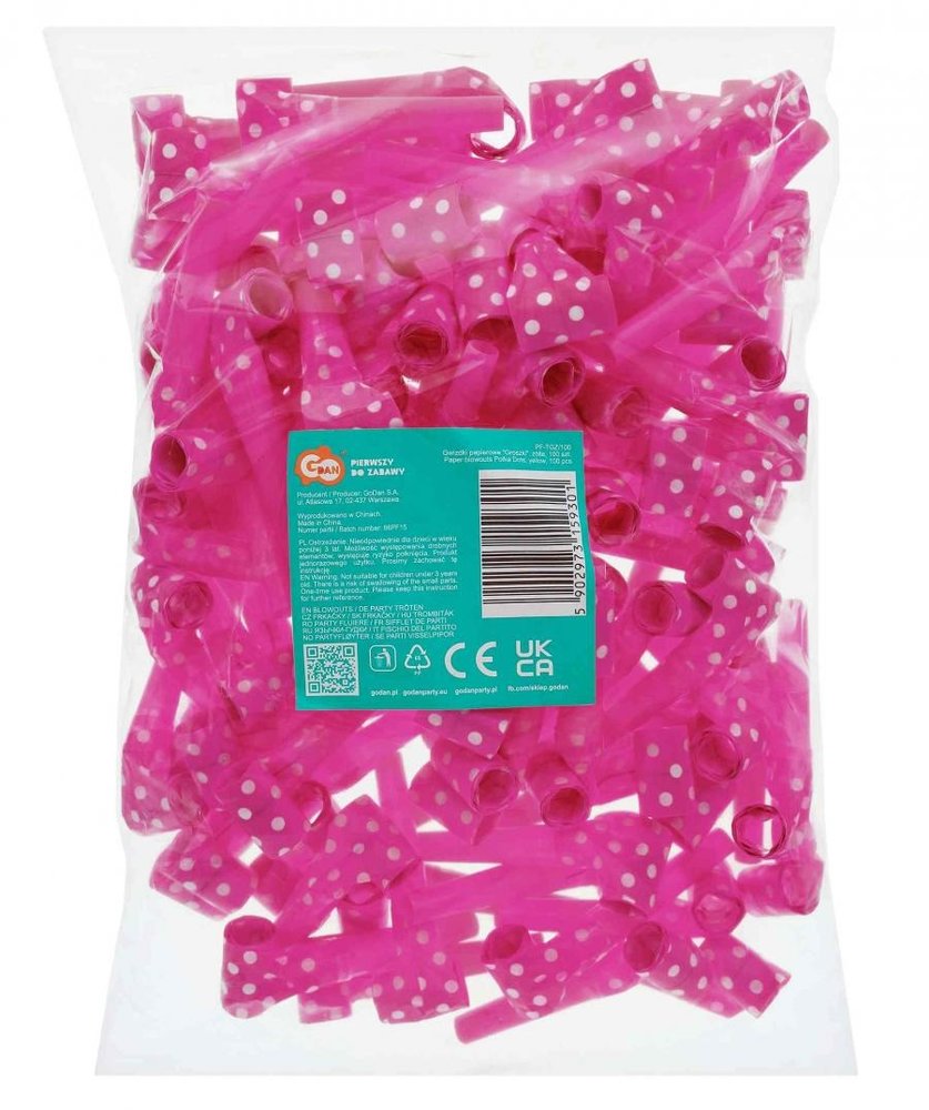 Hot Pink Rolled Tongues with Dots | 100 pieces