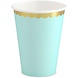 Partydeco Mintgrüner Becher mit goldgewelltem Rand, 220 ml | 6 Stück