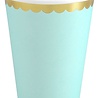 Partydeco Beker mint groen met gouden schulprand 220ml | 6 stuks