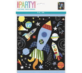 Unique Party Sacs à distribuer sur le thème de l'espace 24 x 16 cm | 8 pièces