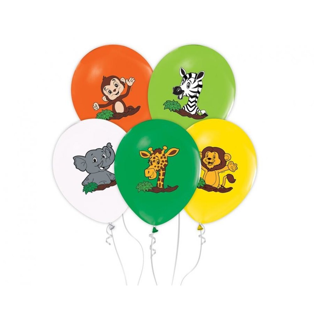 4 opblaasbare XXL-dieren voor een * safari-party * // met aap papegaai zebra leeuw // Afrika Savanne kinderverjaardag motto ballon decoratie decoratie