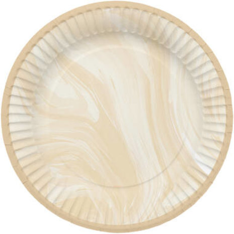 Folat Assiettes en marbre beige 23 cm | 8 pièces