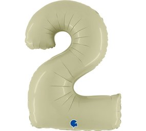 Grabo Olijfgroene Folie Ballon cijfer 2 | 102cm Grabo Olijfgroene Folie Ballon cijfer 2 | 102cm
