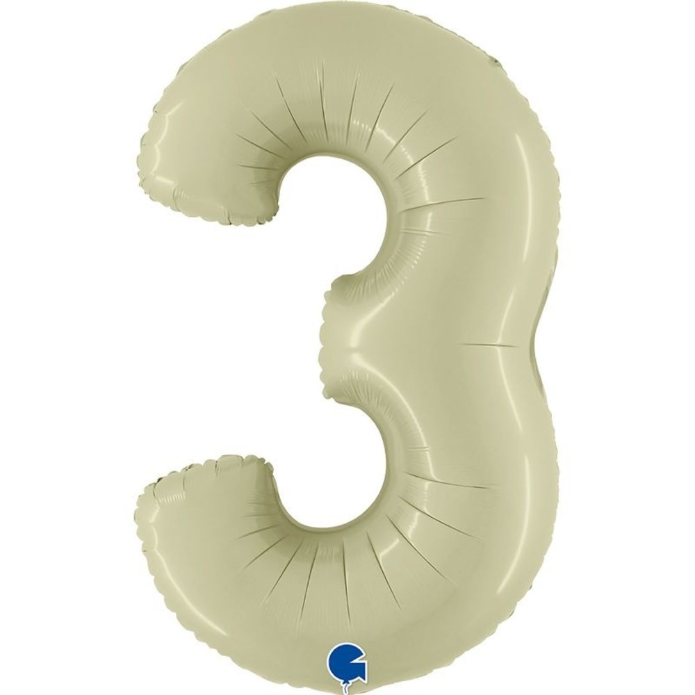 Grabo Olijfgroene Folie Ballon cijfer 3 | 102cm Grabo Olijfgroene Folie Ballon cijfer 3 | 102cm