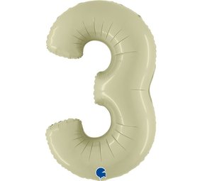 Grabo Olijfgroene Folie Ballon cijfer 3 | 102cm Grabo Olijfgroene Folie Ballon cijfer 3 | 102cm