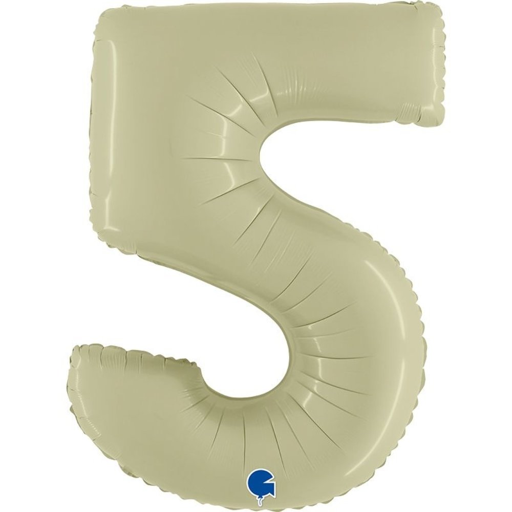 Grabo Ballon en aluminium vert olive en forme de chiffre 5 | 102 cm