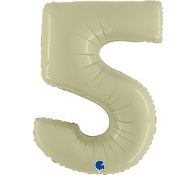 Grabo Ballon en aluminium vert olive en forme de chiffre 5 | 102 cm