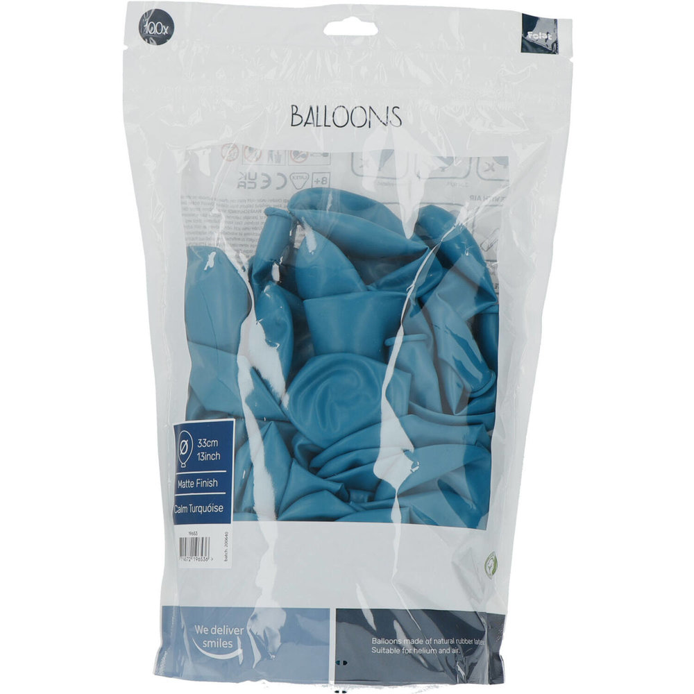 Folat Ballonnen Calm Turquoise 33cm | 100 stuks