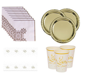 Tuf-Tuf Eid Mubarak Tafelset Goud-Wit | 6-personen Tuf-Tuf Eid Mubarak Tafelset Goud-Wit | 6-personen