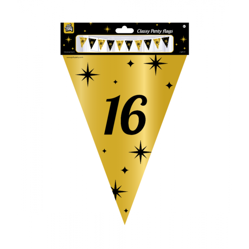 Paper Dreams Vlaggenlijn Slinger 16 jaar Classy | 10 meter Paper Dreams Vlaggenlijn Slinger 16 jaar Classy | 10 meter