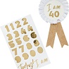 Hootyballoo Leeftijden Rozet Wit/ Goud 10cm | per stuk