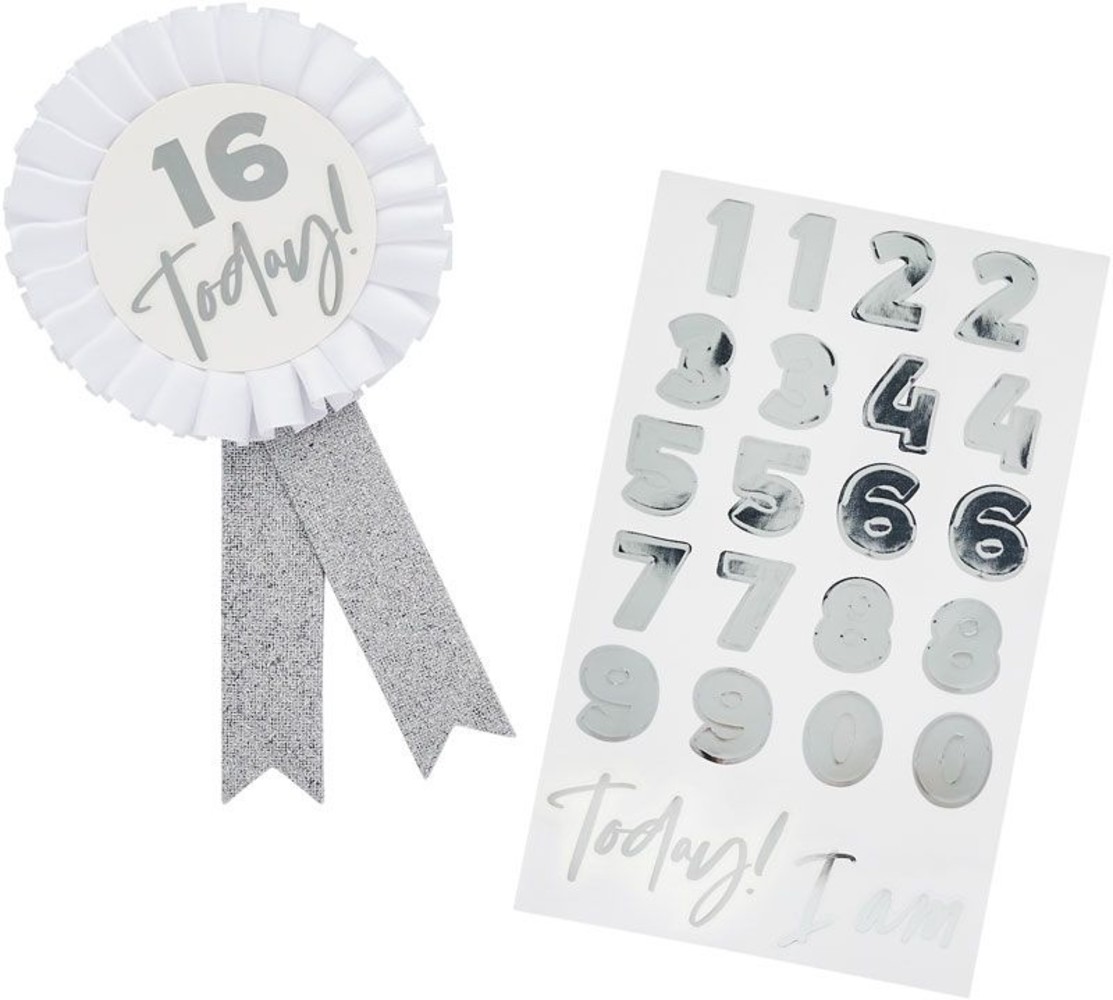 Hootyballoo Ages Rosette White/Silver 10cm | per piece